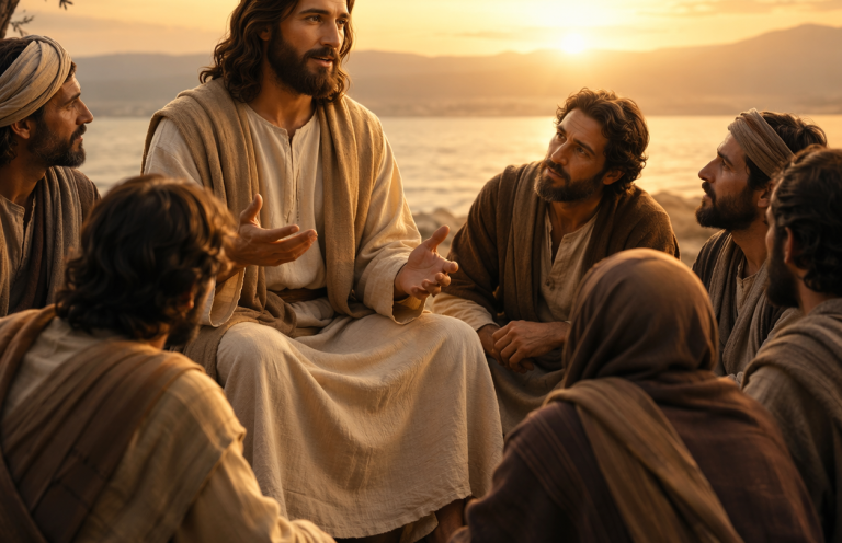 “Scène biblique : Jésus parlant à ses disciples”